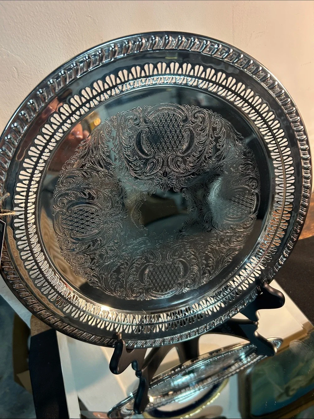 Gorgeous Italian silver plate 12 inch serving plate Serving Platter